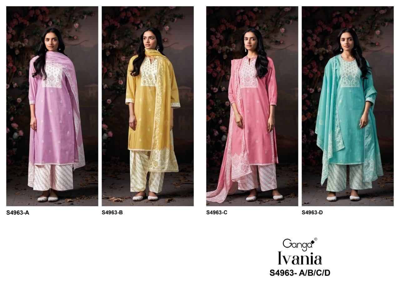 IVANIA 4963 Series By Ganga Fashion Beautiful Festive Suits Stylish Colorful Fancy Casual Wear & Ethnic Wear PREMIUM COTTON Dresses At Wholesale Price